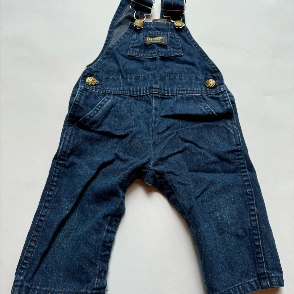Vintage Oshkosh B’gosh Vestbak Denim Polka Dot  Overall Jeans 12 Months VTG 90s